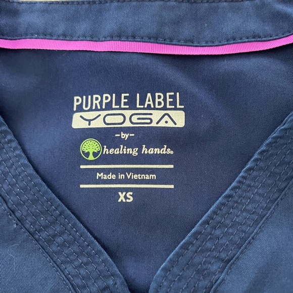 EUC Purple Label Yoga by Healing Hands Scrub Top - Picture 3 of 5